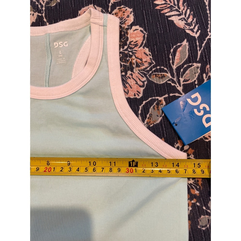 DSG Cotton Rib‎ Tank Girls L 14 Waterscape NWT Racerback Lettuce Hem Aqua - Picture 9 of 11